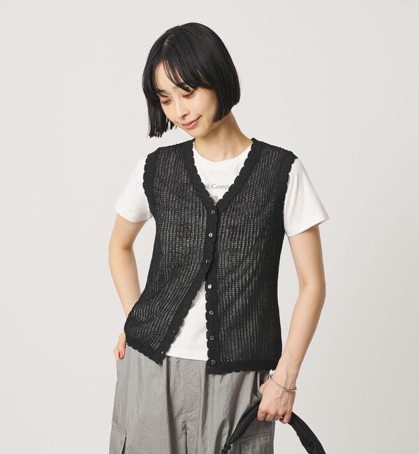 BEAUTY&YOUTH UNITED ARROWS「スカラップ Vネック メッシュ ニットベスト」|ベスト・ジレ|