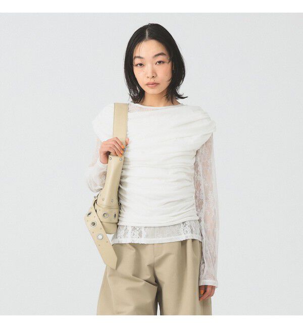 Ray BEAMS 「ギャザー ドレープ Tシャツ」|Tシャツ・カットソー|WHITE