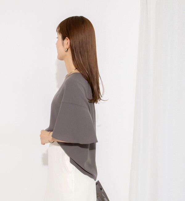 NOLLEY'S「【WEB限定】ウォッシャブルストレッチジョーゼットラッフル袖ブラウス」|シャツ・ブラウス|