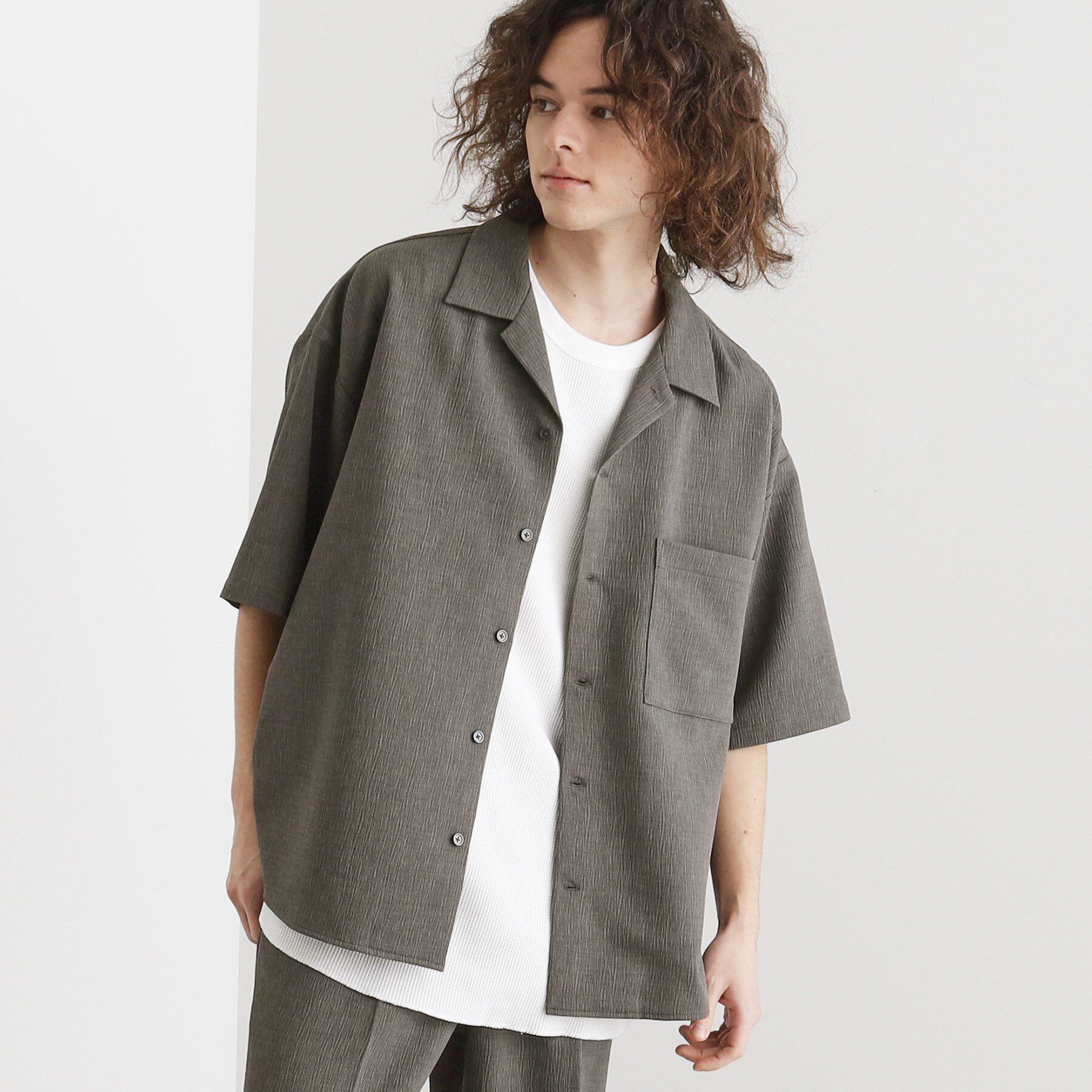 tk.TAKEO KIKUCHI「◆【セットアップ対応】テッククレープシャツ」|シャツ・ブラウス|チャコールグレー(0