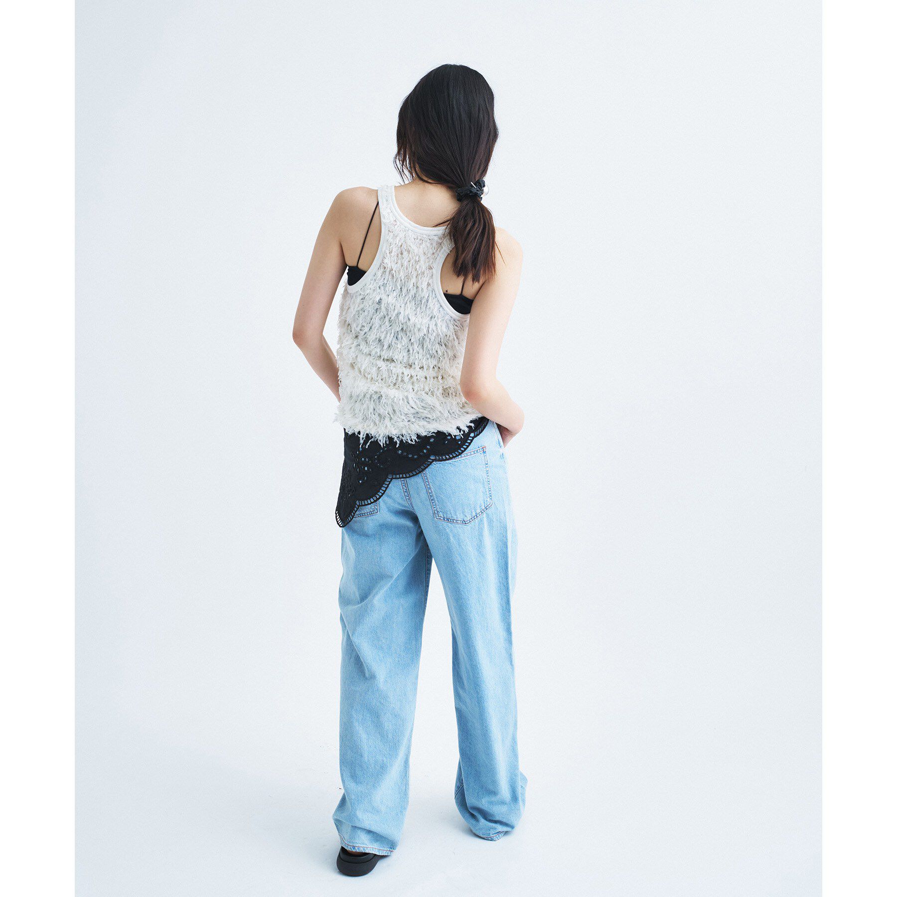 CODE A「IRONING｜feather tulle tank」|キャミソール|