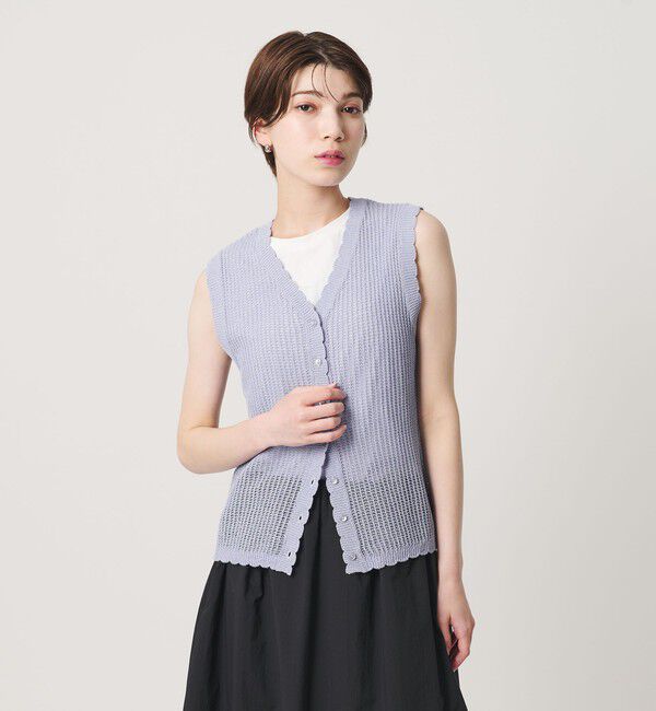 BEAUTY&YOUTH UNITED ARROWS「スカラップ Vネック メッシュ ニットベスト」|ベスト・ジレ|LT.BLUE