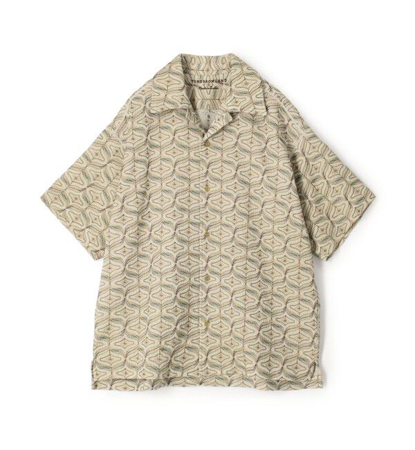 TOMORROWLAND MENS「インドコットンガーゼステッチ ブルゾンカラー半袖シャツ」|シャツ・ブラウス|42 ベージュ系