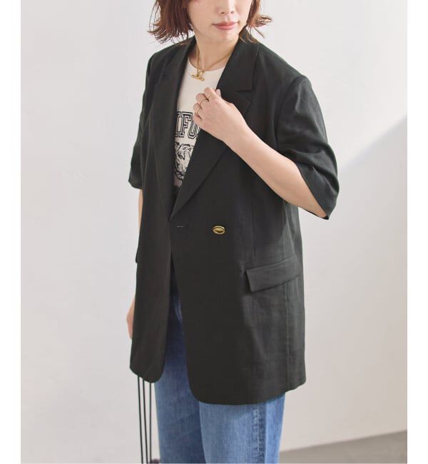 journal standard L'essage「リネンハーフスリーブジャケット」|テーラードジャケット|