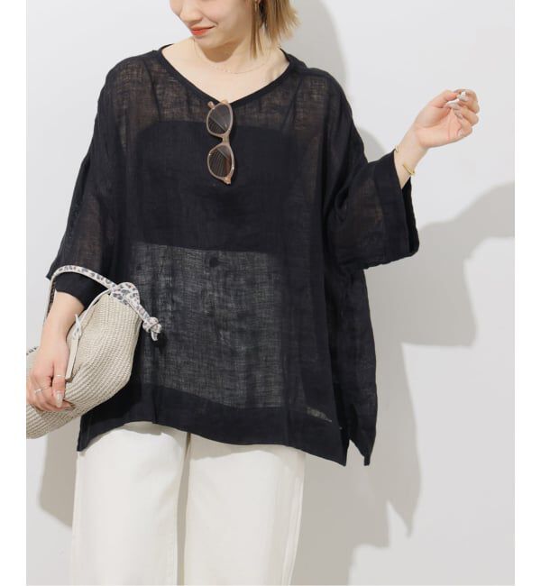 JOURNAL STANDARD relume「リネンガーゼハーフスリーブビッグプルオーバー」|シャツ・ブラウス|ブラック