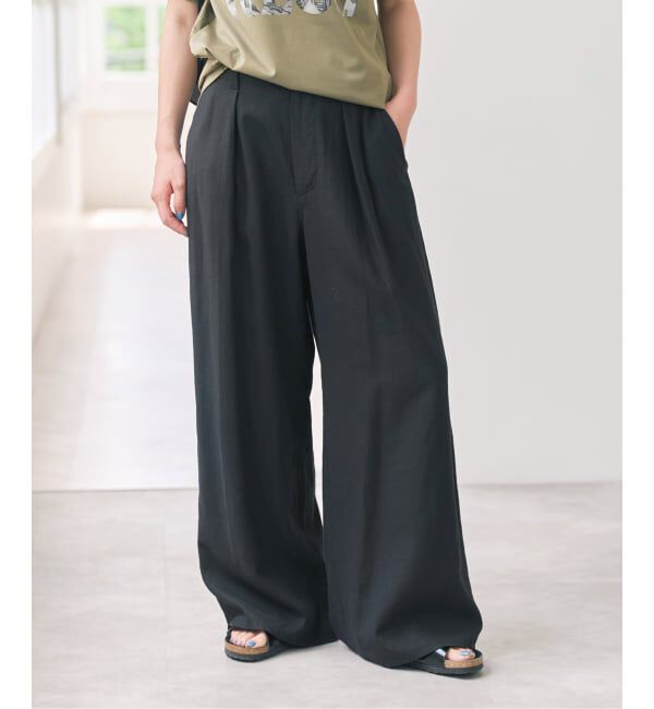 Spick and Span「ハイブリッドラミー1タックワイドパンツ」|スラックス|