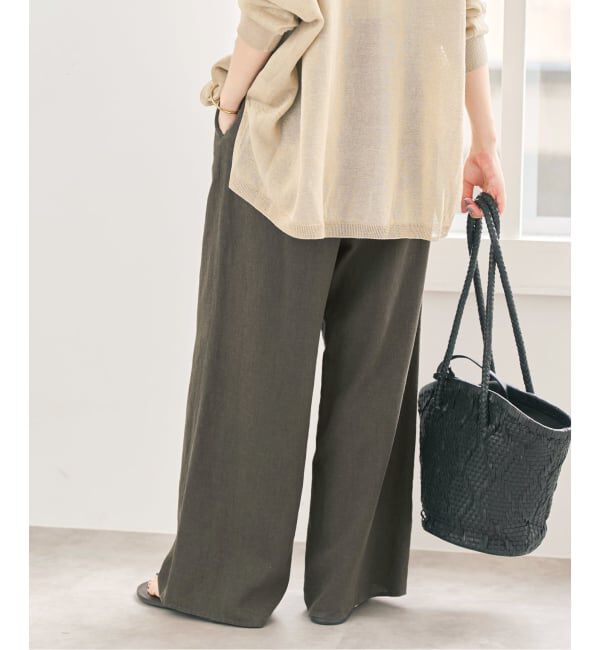 Spick and Span「ハイブリッドラミー1タックワイドパンツ」|スラックス|