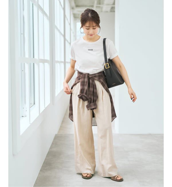 Spick and Span「ハイブリッドラミー1タックワイドパンツ」|スラックス|