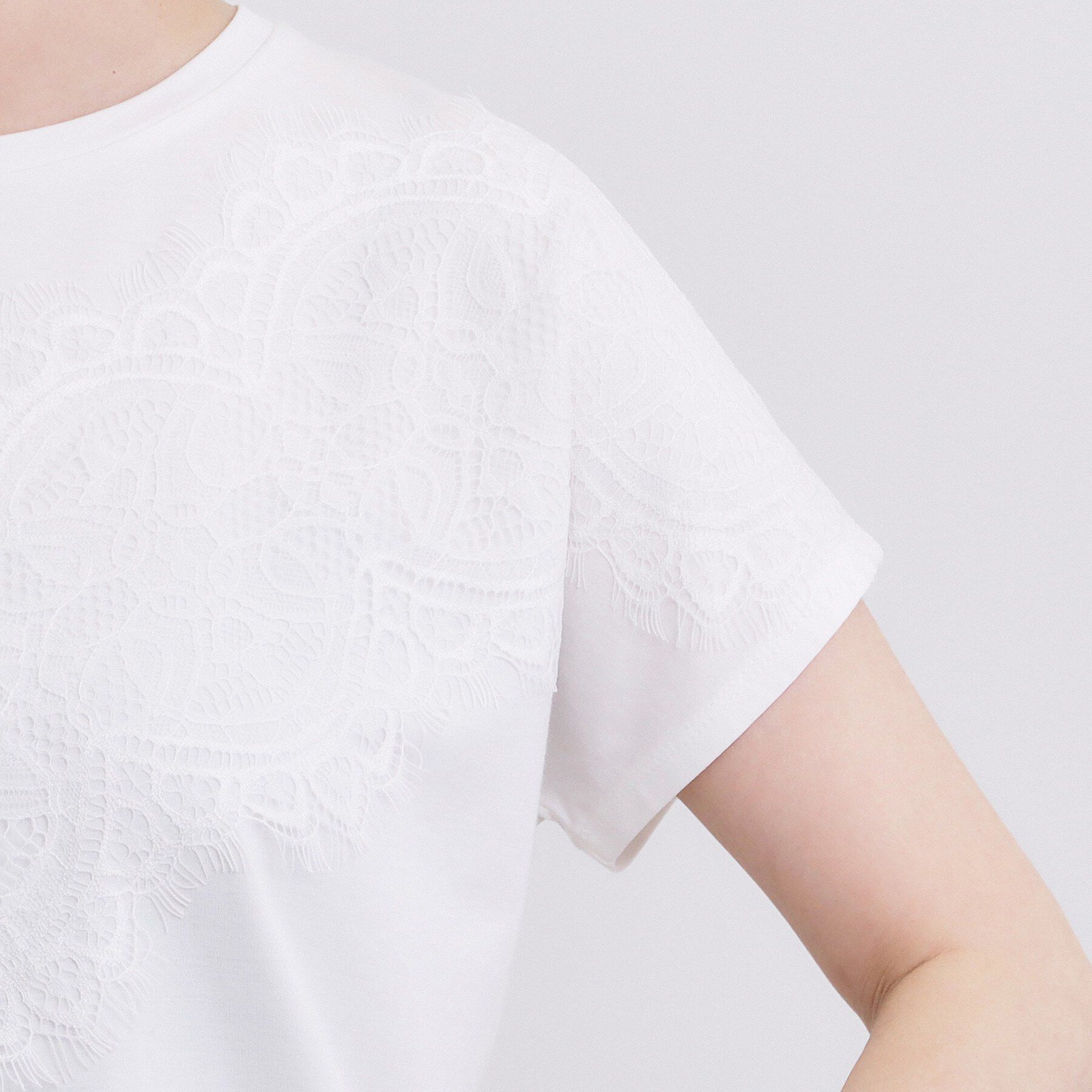 grove「【持続冷感】ひんやりポンチシリーズ／フロントレースドルマンカットソー」|Tシャツ・カットソー|