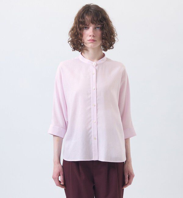 MACKINTOSH PHILOSOPHY「リネンミックスバンドカラーブラウス」|シャツ・ブラウス|