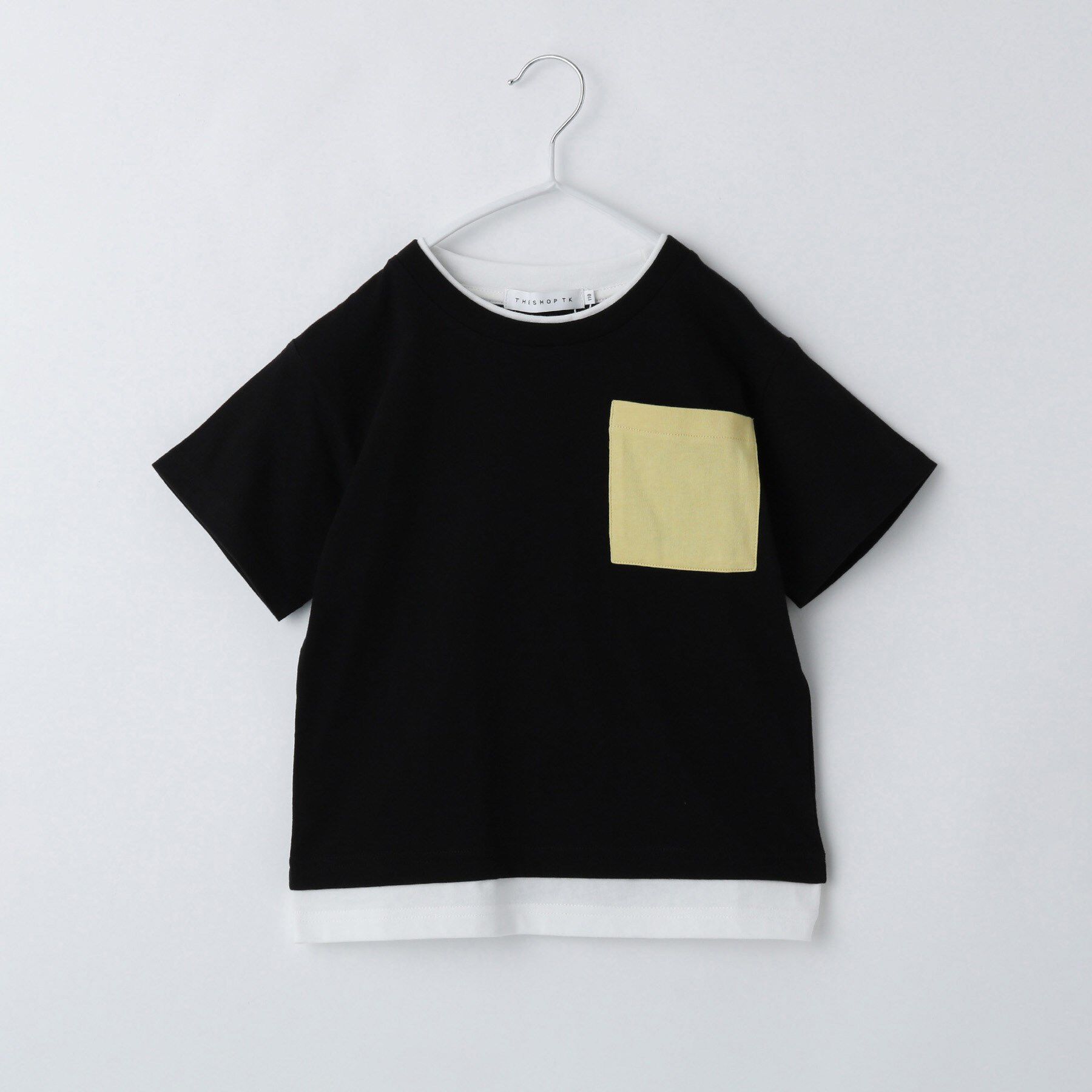 THE SHOP TK「【110-160】レイヤー風ポケットTシャツ/洗濯機OK」|Tシャツ・カットソー|ブラック(519)
