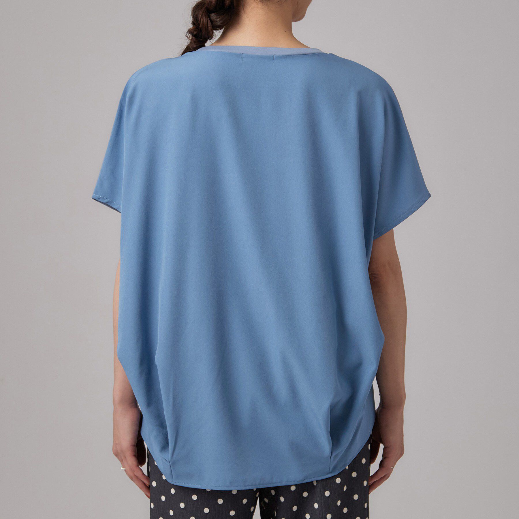 SHOO･LA･RUE「【ひんやり/UV】異素材ドッキング 裾タックプルオーバー」|Tシャツ・カットソー|