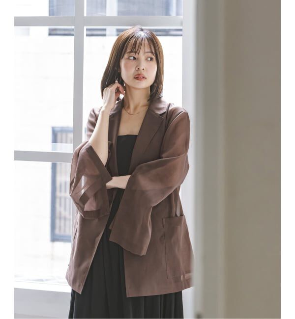 NOBLE「《追加・WEB＆なんばCITY店限定》【洗える】スリットスリーブシアージャケット」|テーラードジャケット|
