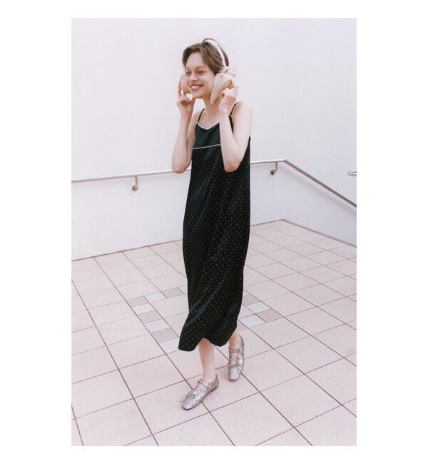 Ray BEAMS 「サテン ドット キャミワンピース」|ワンピース|BLACK