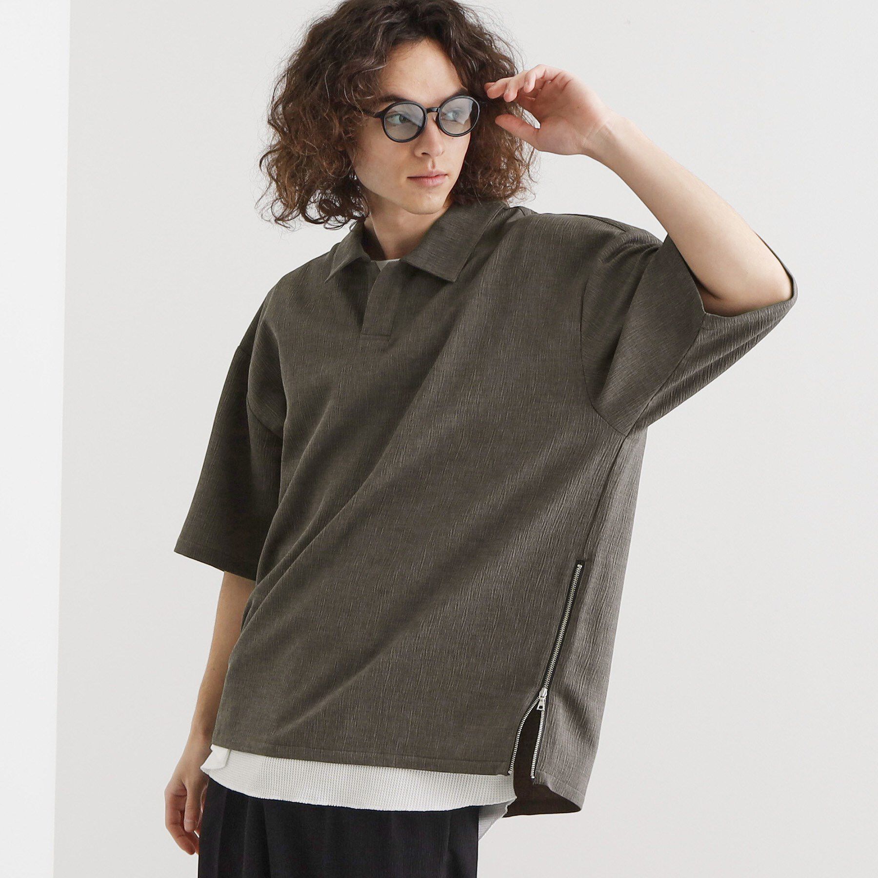 tk.TAKEO KIKUCHI「◆【セットアップ対応】テッククレープスキッパーシャツ」|シャツ・ブラウス|チャコールグレー(0