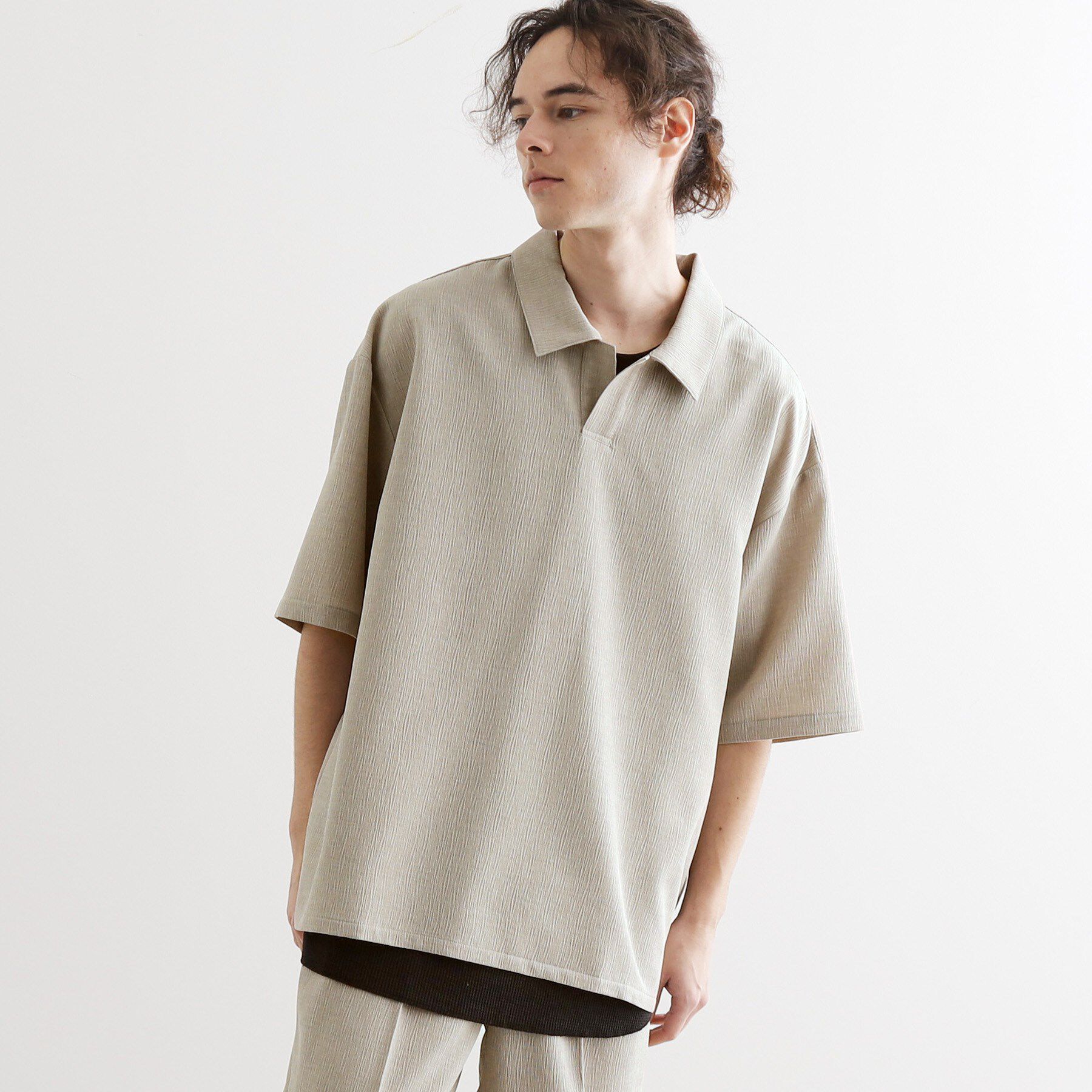 tk.TAKEO KIKUCHI「◆【セットアップ対応】テッククレープスキッパーシャツ」|シャツ・ブラウス|ライトベージュ(05