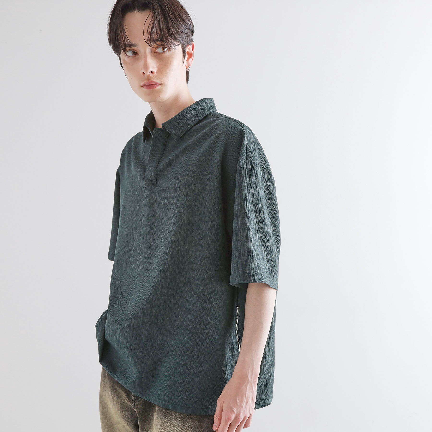 tk.TAKEO KIKUCHI「◆【セットアップ対応】テッククレープスキッパーシャツ」|シャツ・ブラウス|ブルー(092)