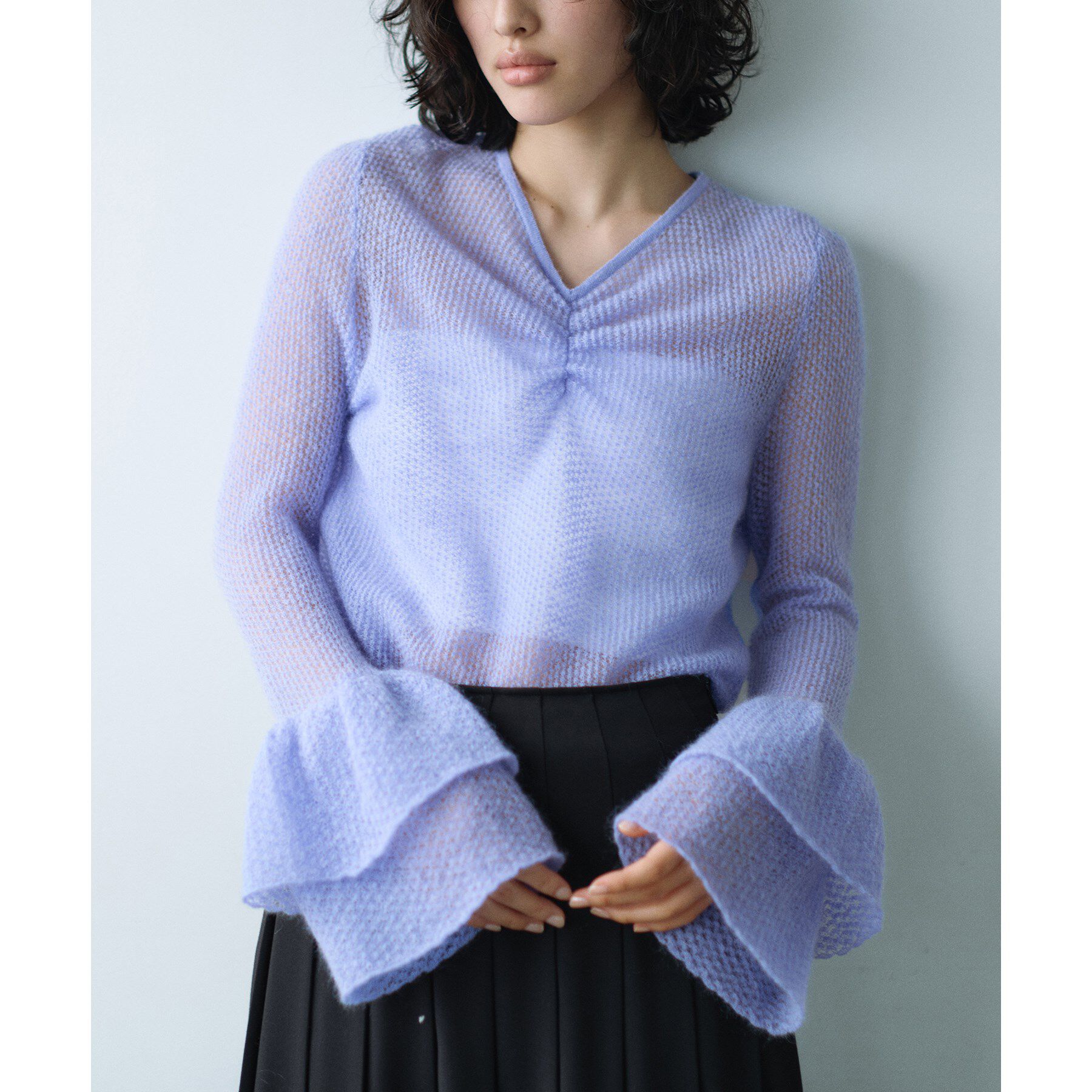 CODE A「bell sleeve mohair pullover」|ニット・セーター|ラベンダー(080)