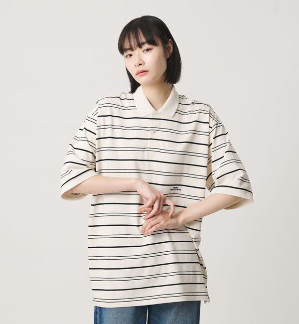 NICE WEATHER「＜NICE WEATHER＞ボーダー ショートスリーブ ポロシャツ」|ポロシャツ|WHITE