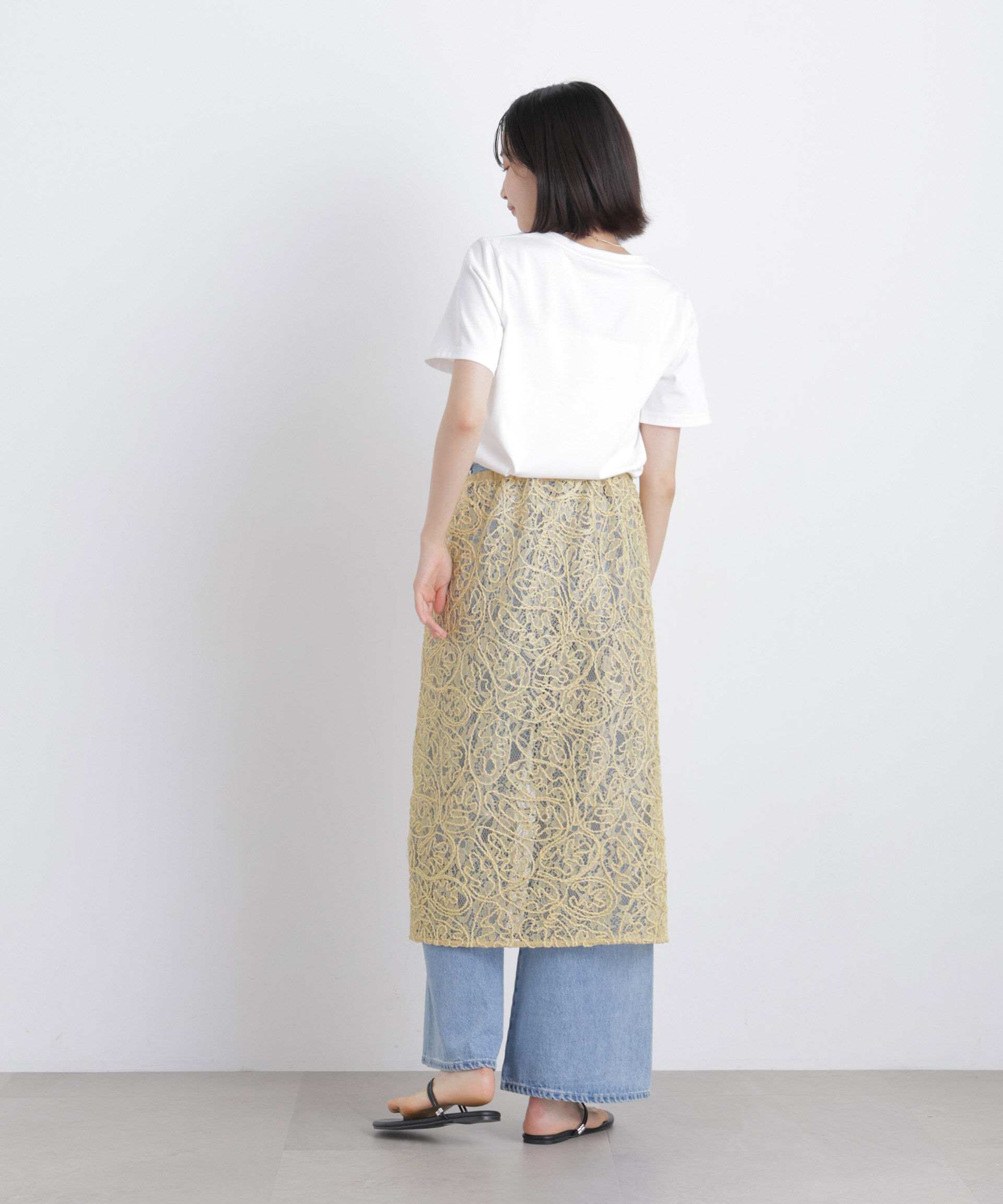 nano･universe「刺繍レースラップスカート」|スカート|