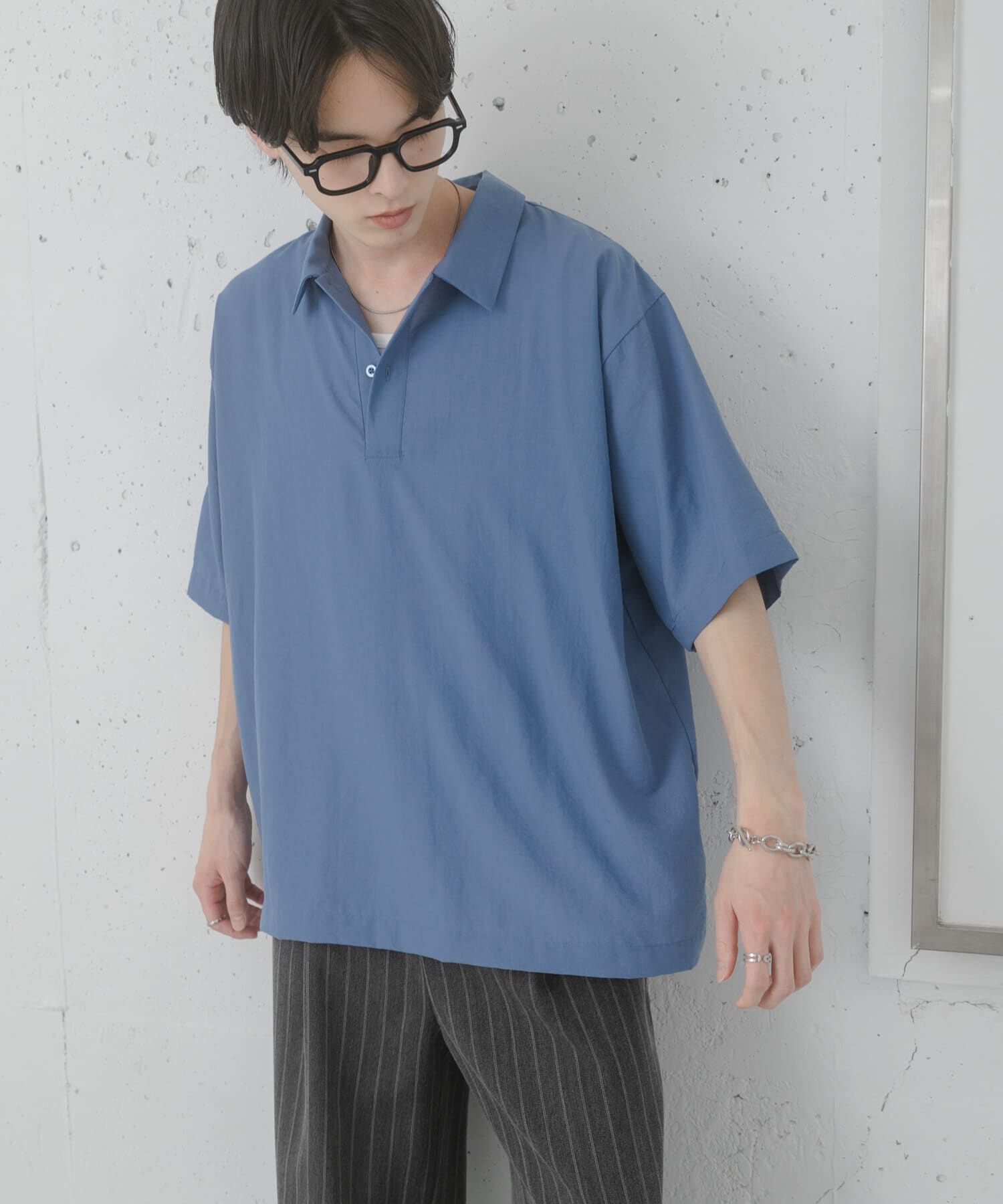 SENSE OF PLACE by URBAN RESEARCH「『接触冷感/速乾』スパンブロードプルオーバーシャツ」|シャツ・ブラウス|ブルー