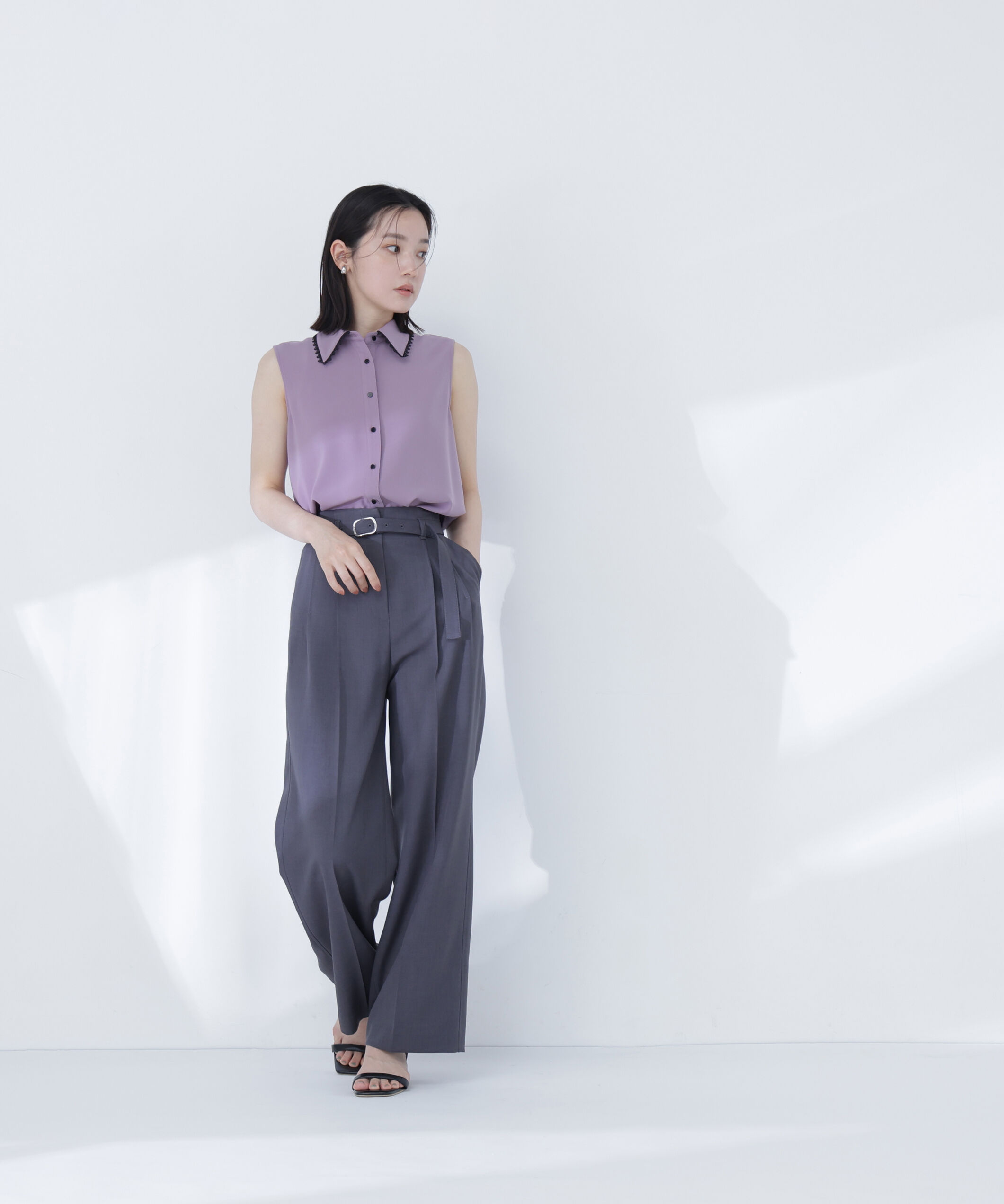  「〈山本里菜さんコラボ〉レーストリミングカラーブラウス」|シャツ・ブラウス|
