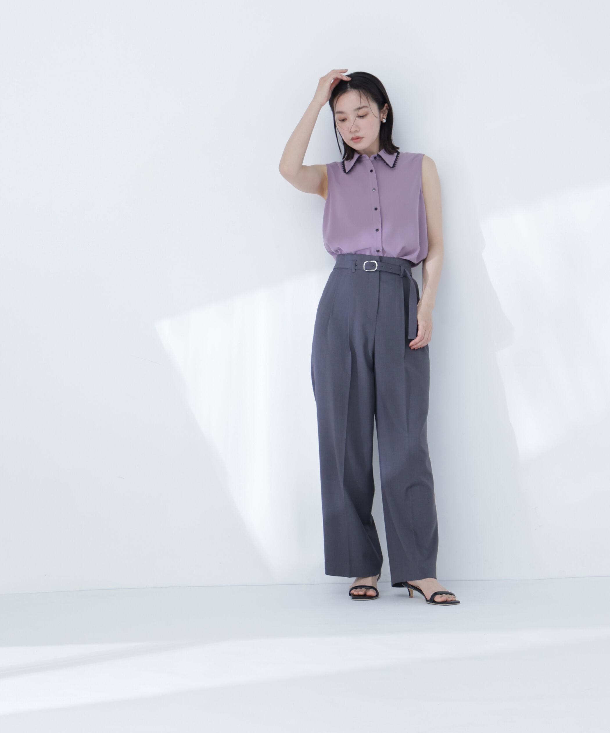  「〈山本里菜さんコラボ〉レーストリミングカラーブラウス」|シャツ・ブラウス|
