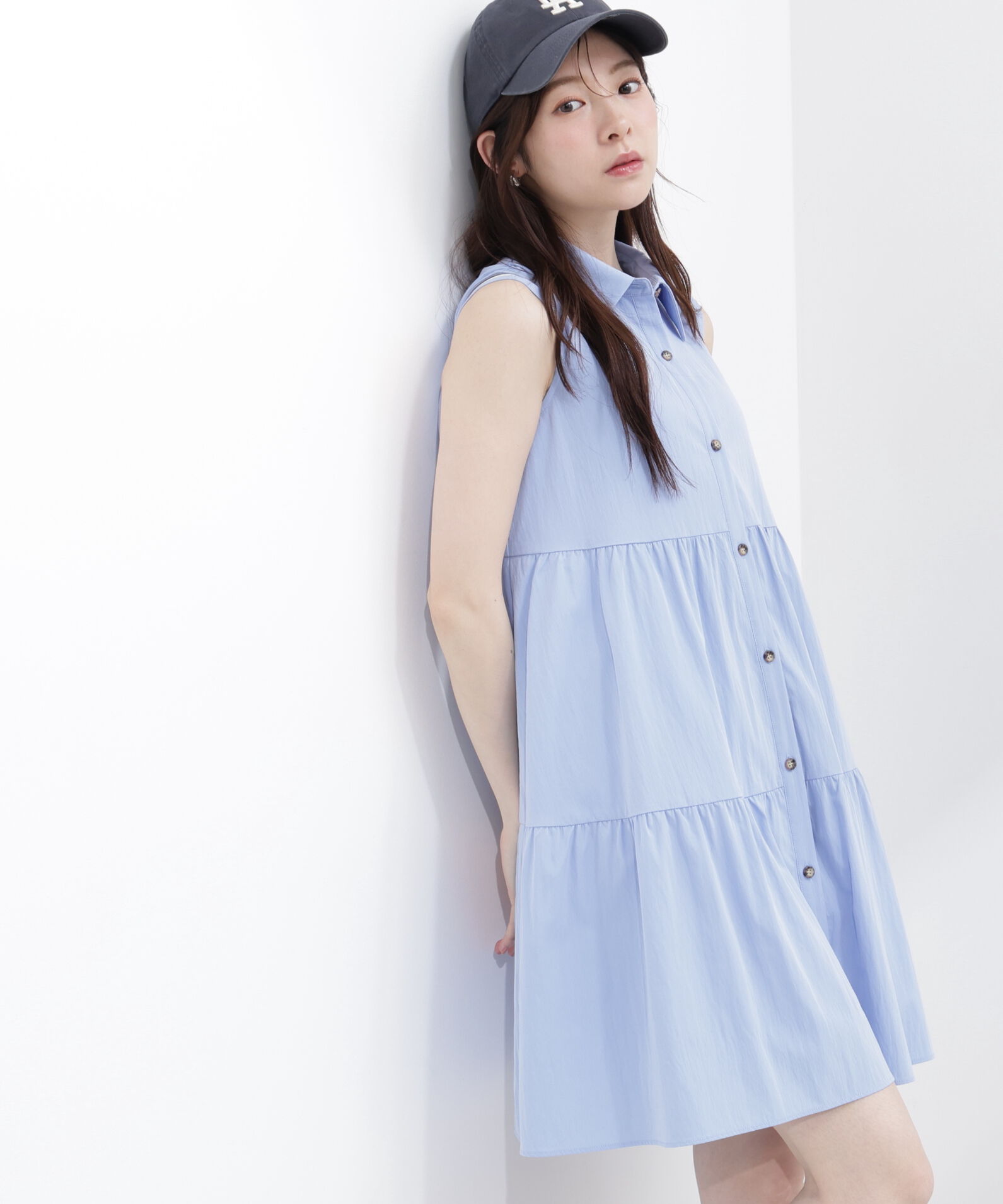 PROPORTION BODY DRESSING「＜EDIT COLOGNE＞ノースリーブシャツミニワンピース」|ワンピース|ブルー