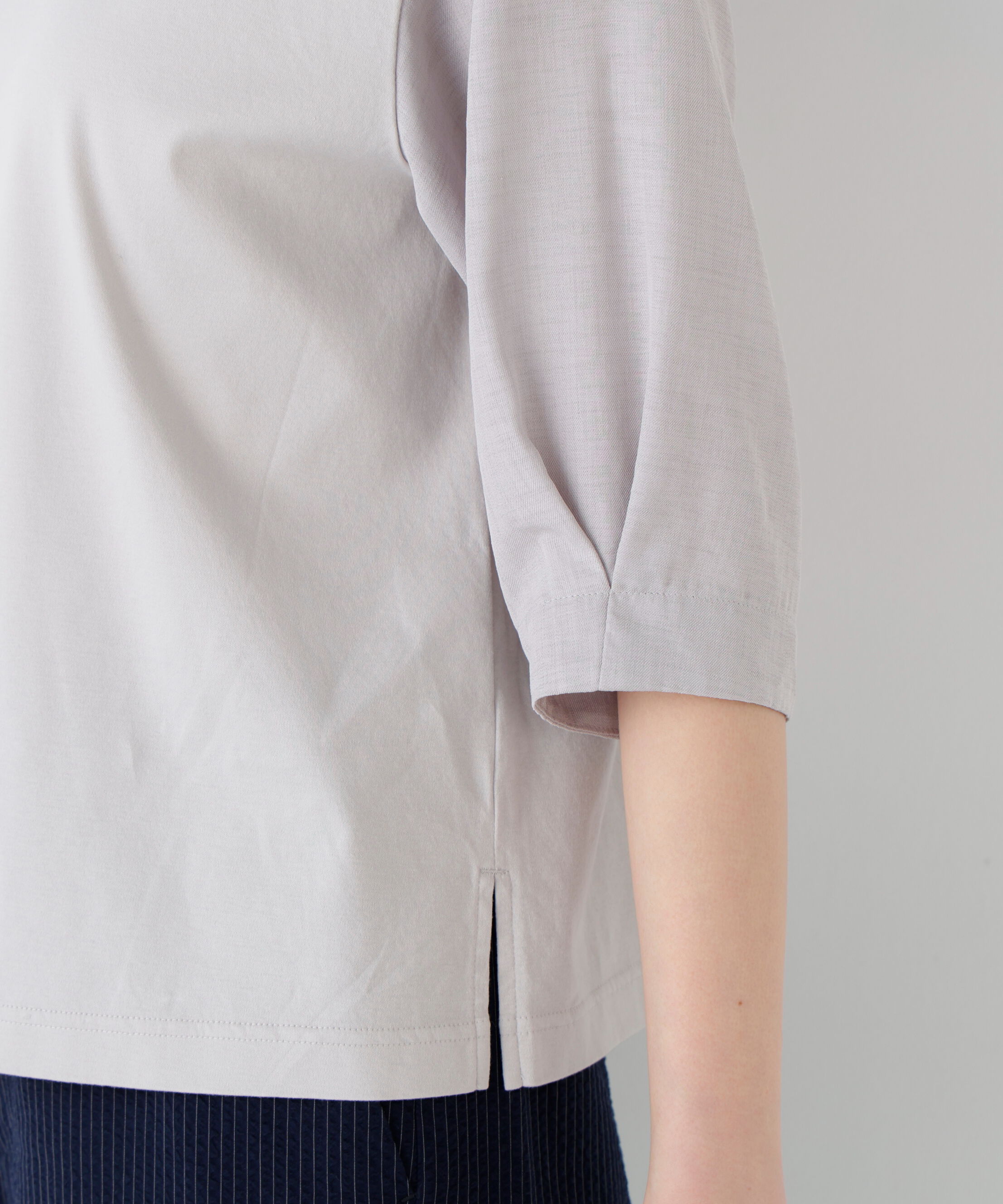  「《洗える》布帛コンビカットソー」|Tシャツ・カットソー|