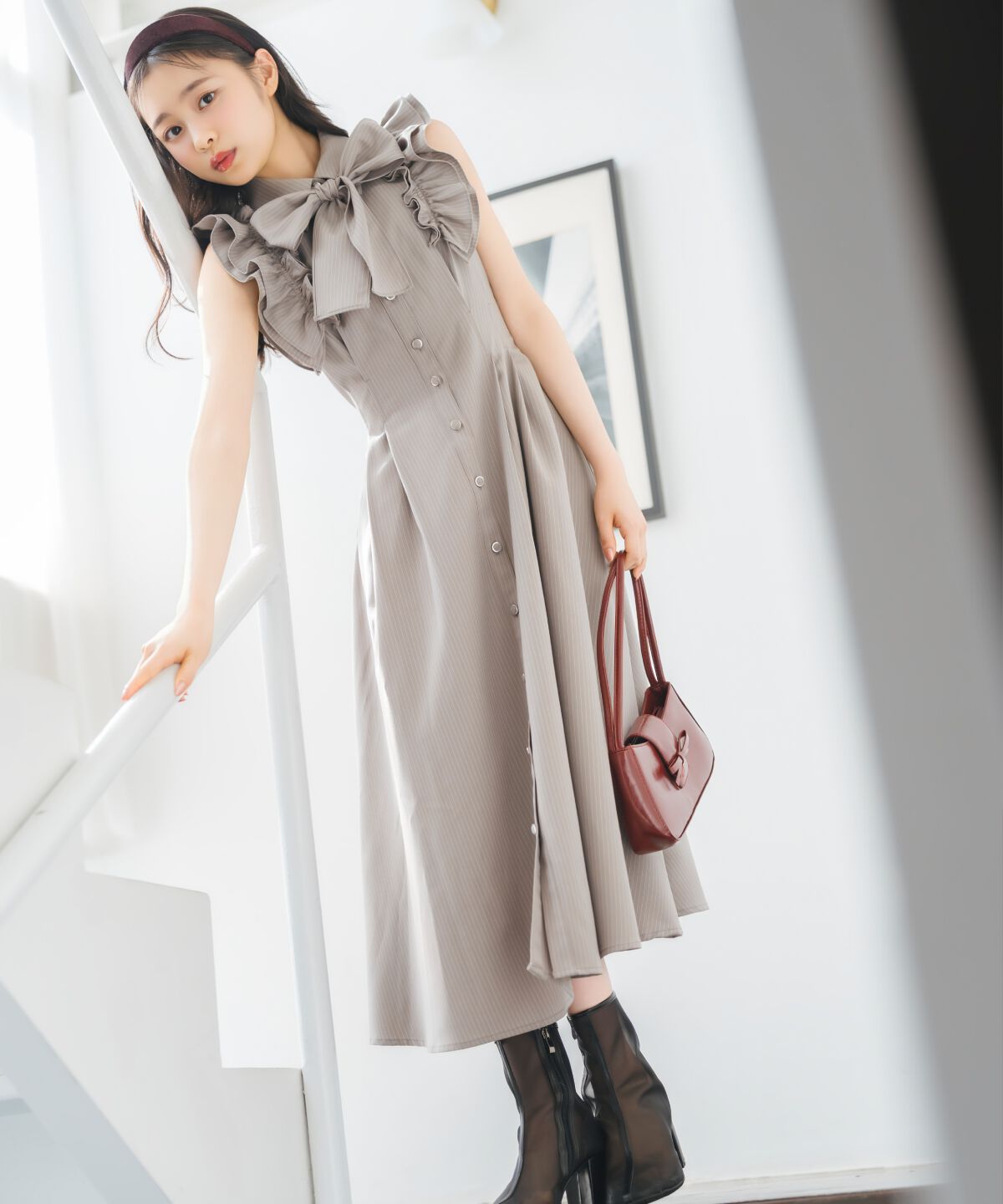 WILLSELECTION「フリルスリーブリボンタイシャツワンピース」|ワンピース|