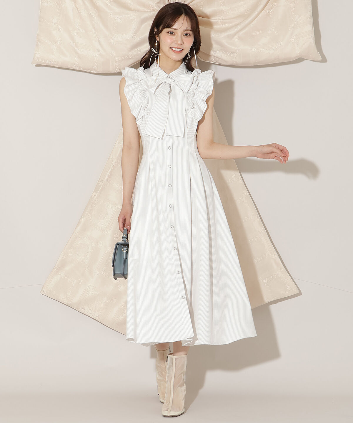 WILLSELECTION「フリルスリーブリボンタイシャツワンピース」|ワンピース|