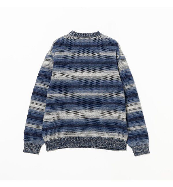 BEAMS「グラデーションボーダー メッシュ クルーネック【ワイドフィット】」|ニット・セーター|