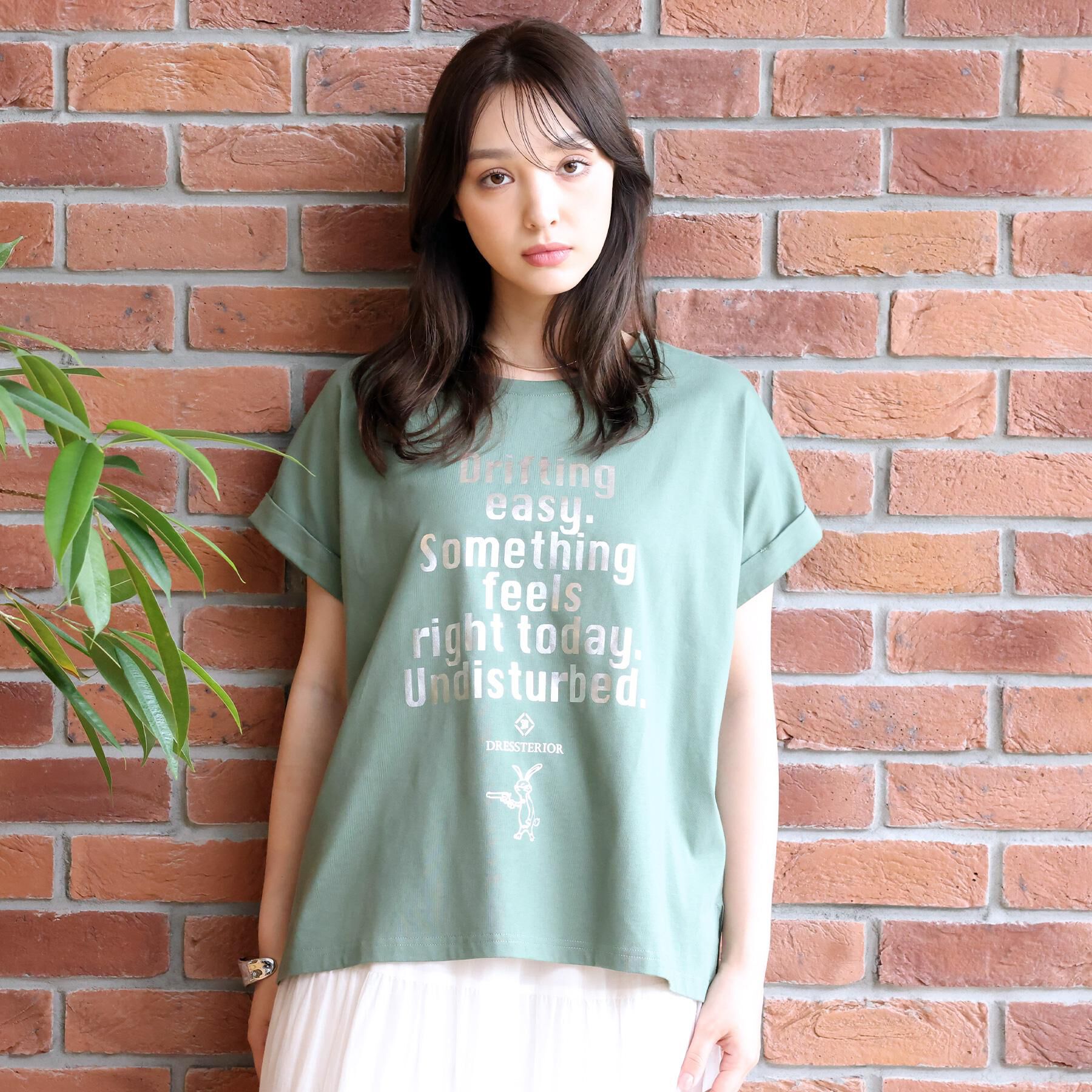 DRESSTERIOR「【箔ロゴ】箔プリントドルマンスリーブ Tシャツ」|Tシャツ・カットソー|