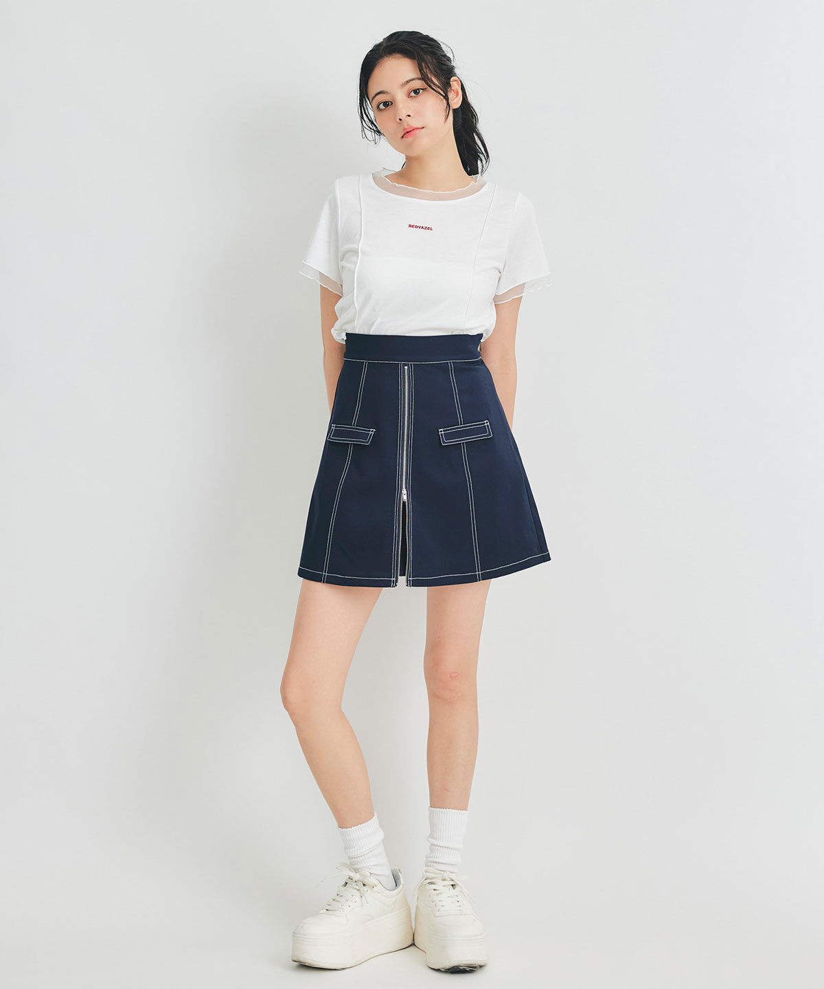 REDYAZEL「シアーレイヤードコンパクトロゴTシャツ」|Tシャツ・カットソー|