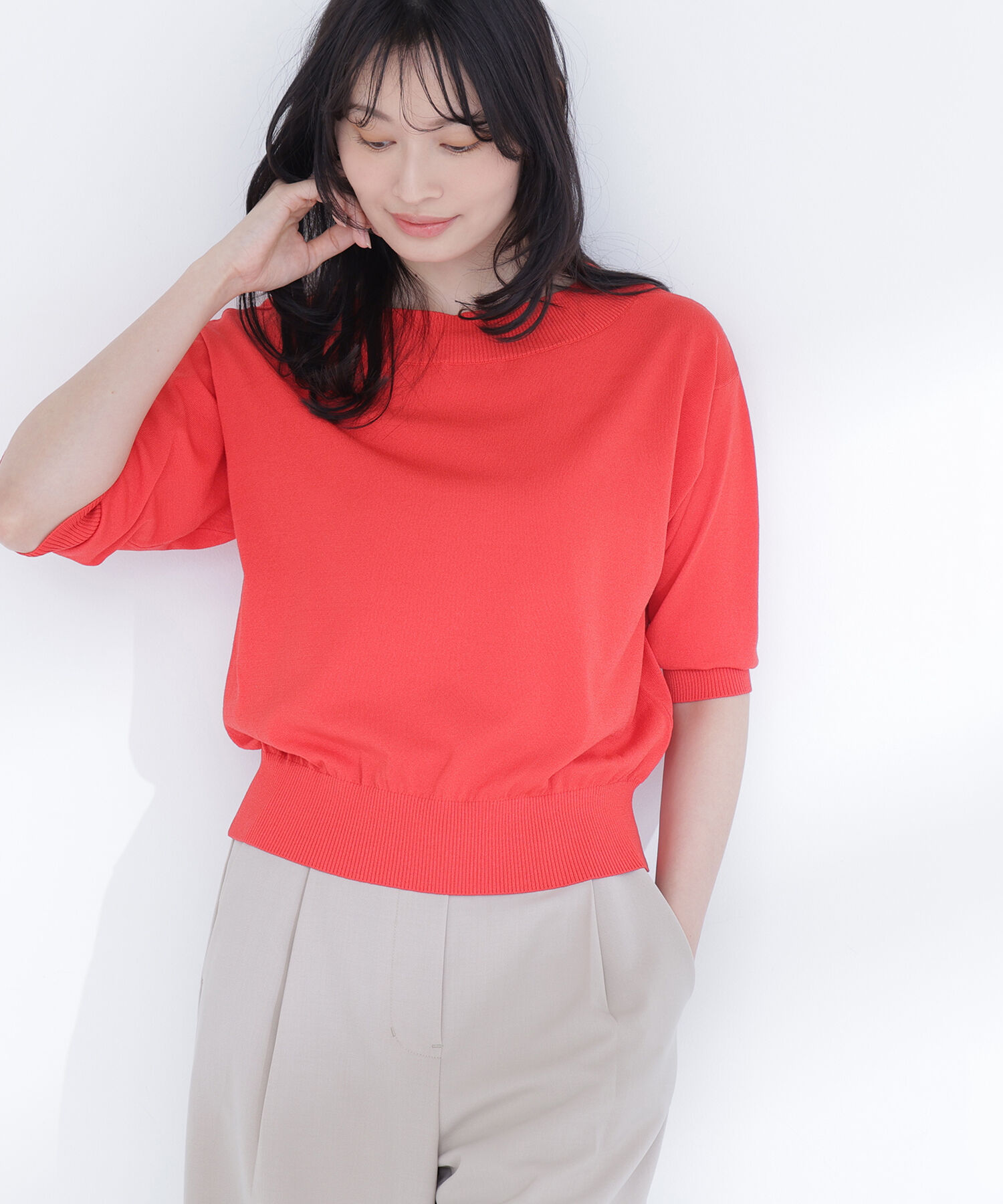  「〈ちょうど、いい服〉しれっと、できすぎニット」|ニット・セーター|レッド
