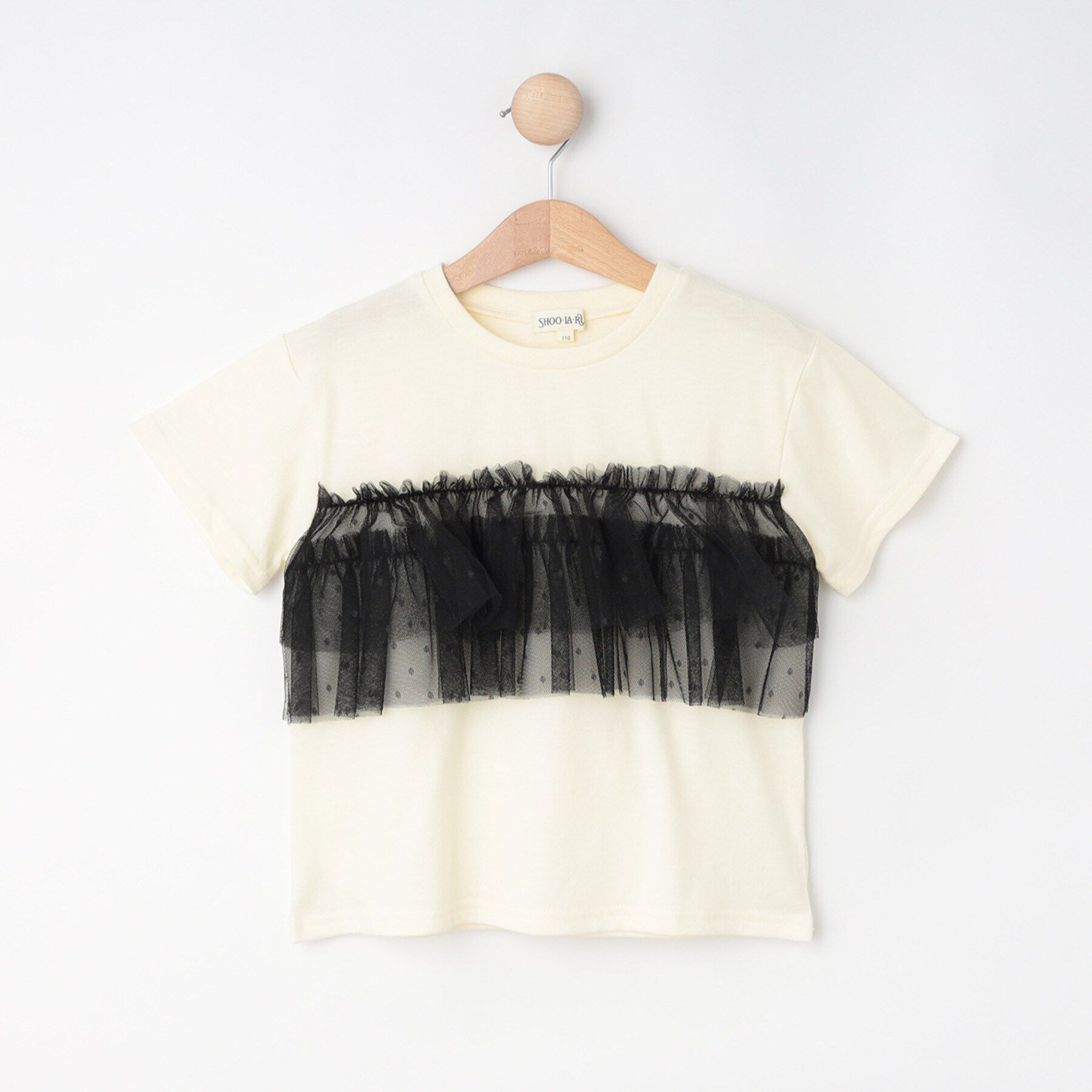 SHOO･LA･RUE「【100-120cm】チュールドッキングTシャツ」|Tシャツ・カットソー|アイボリー(004)