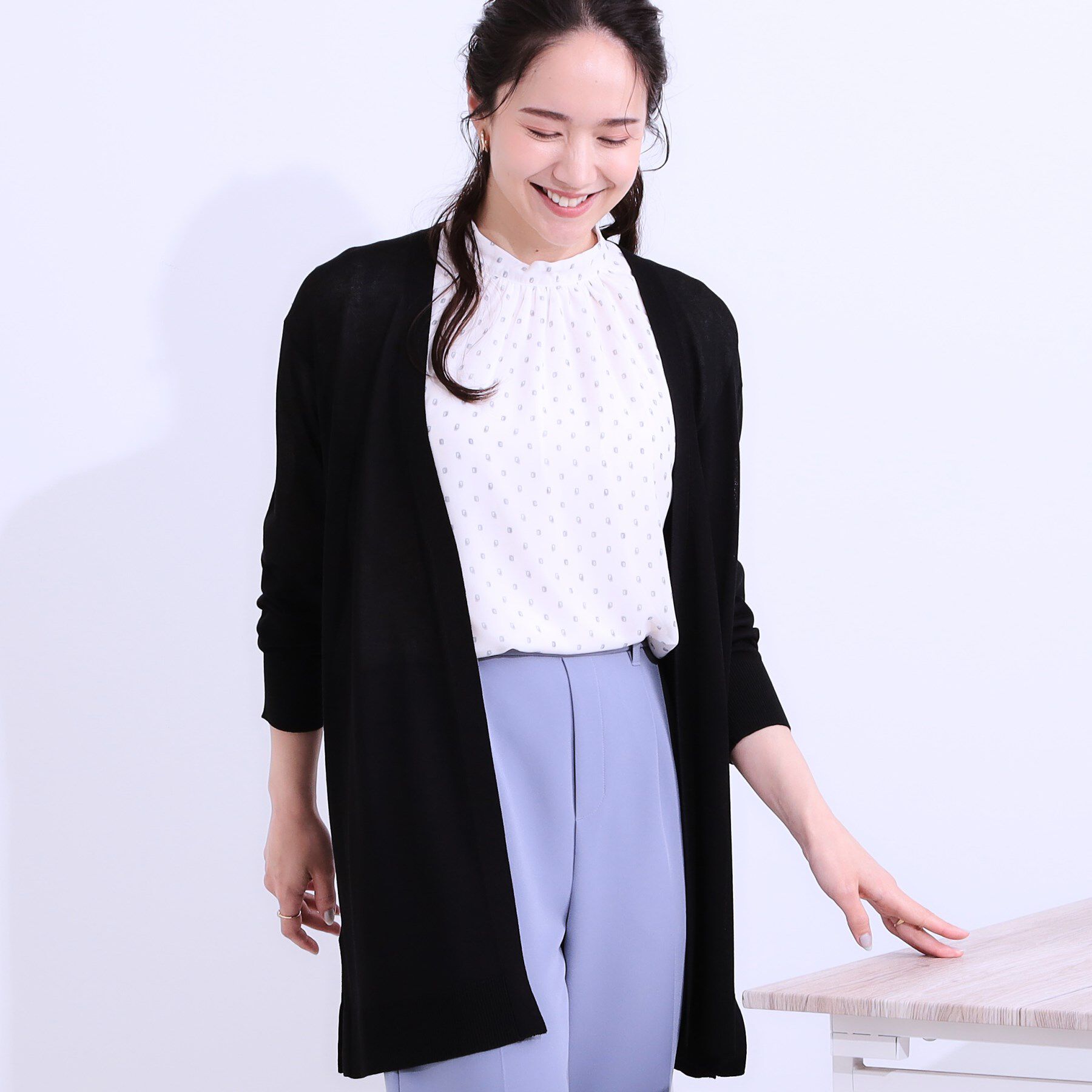 SHOO･LA･RUE「【洗える/ひんやり】体型カバーにも トッパー ロングカーディガン」|カーディガン|ブラック(019)