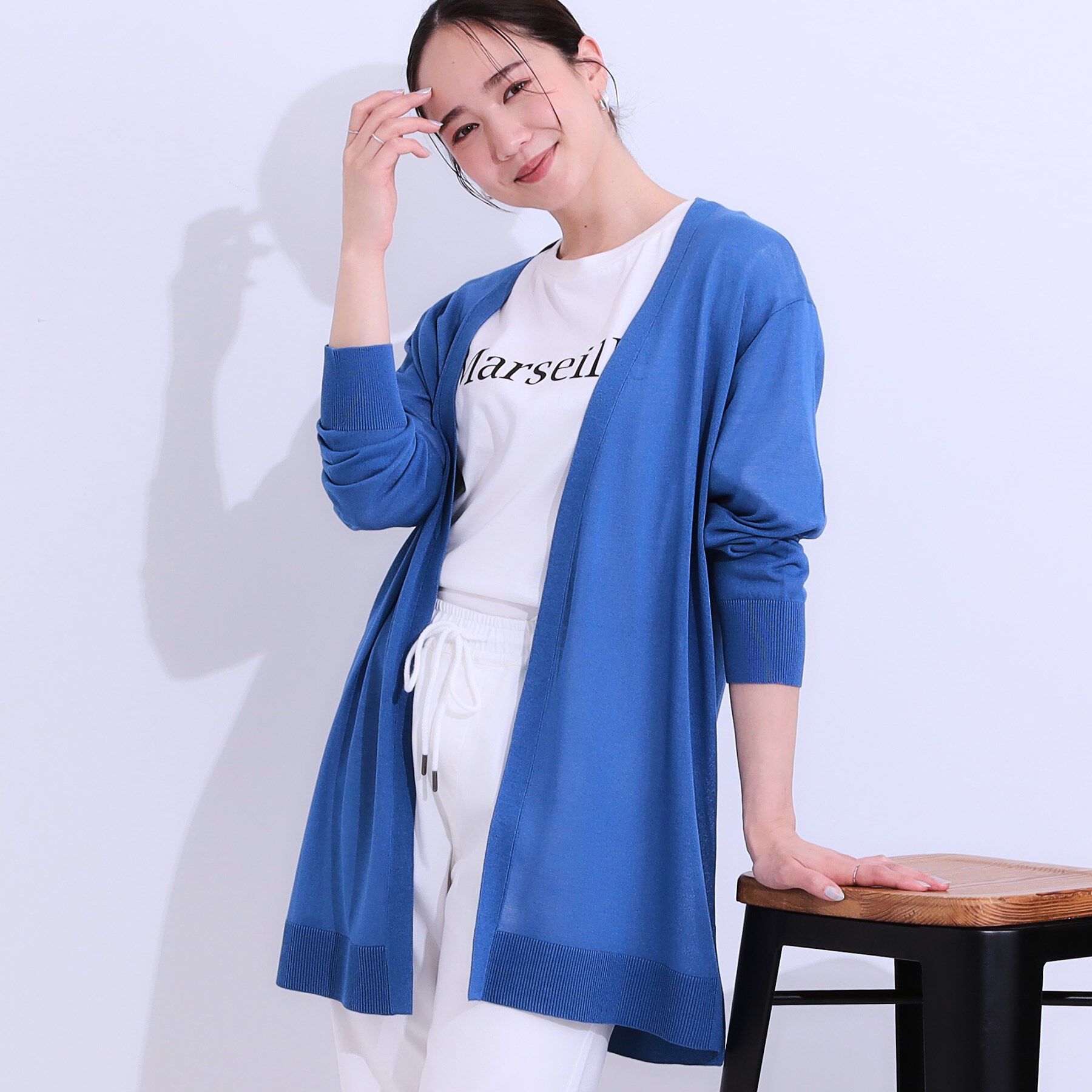 SHOO･LA･RUE「【洗える/ひんやり】体型カバーにも トッパー ロングカーディガン」|カーディガン|ブルー(092)