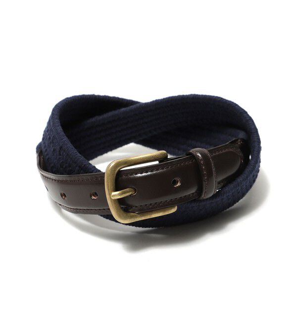 BEAMS PLUS「BEAMS PLUS / Leather Tab Cotton Belt」|ベルト|NAVY