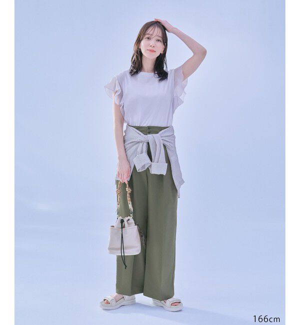Rope&rsquo;Picnic「【ちゃんと+かわいい保証】70シルケットシアーフリルスリーブトップス/UVケア・接触冷感」|Tシャツ・カットソー|