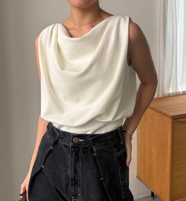  「ドレープノースリT」|Tシャツ・カットソー|エクリュ