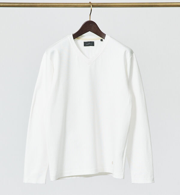 ABAHOUSE「【Vネック】ECO VERO レーヨンポンチTシャツ / ロンT」|Tシャツ・カットソー|ホワイト