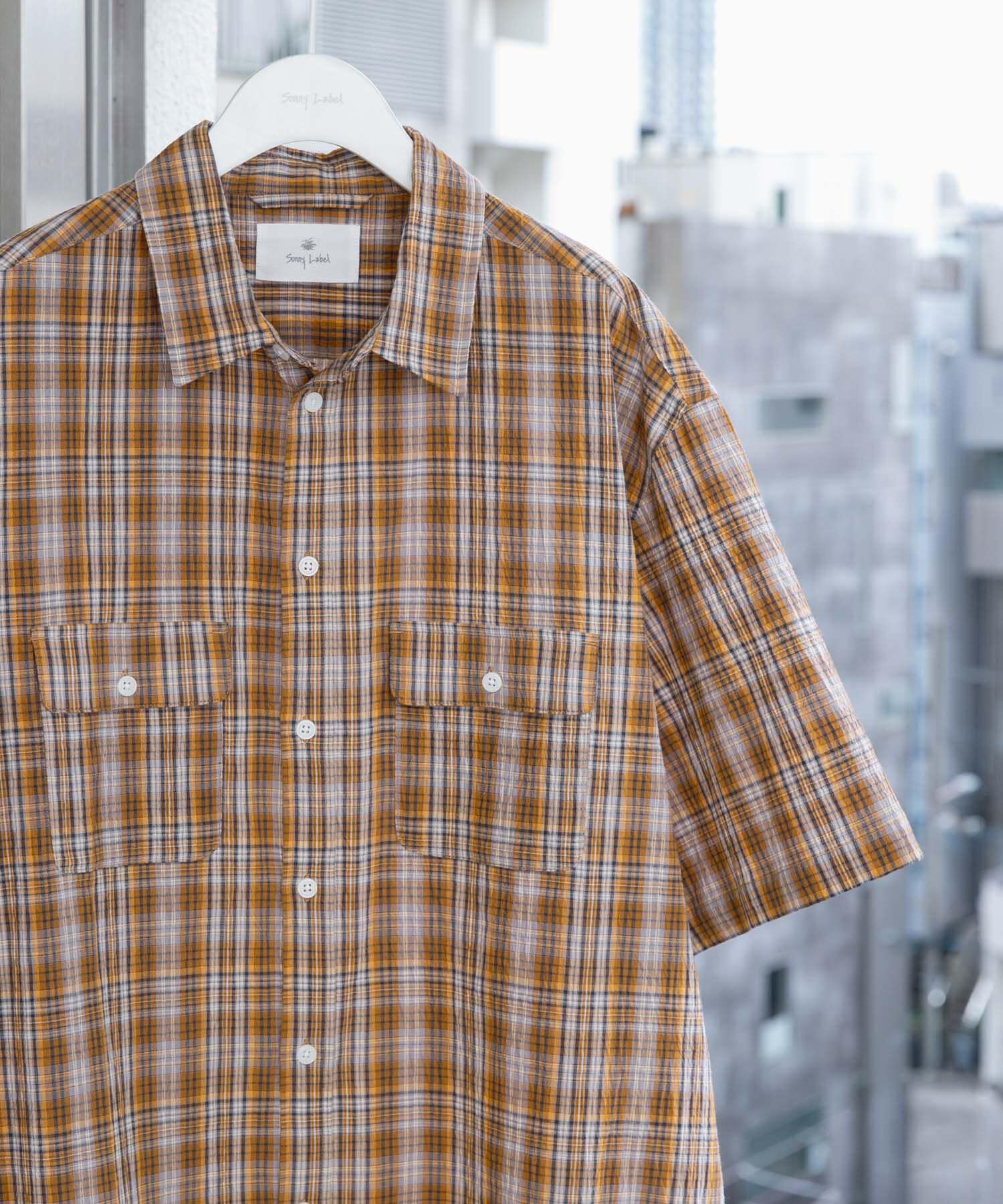 Sonny Label 「ワッシャーチェックショートスリーブシャツ」|シャツ・ブラウス|オレンジ系その他