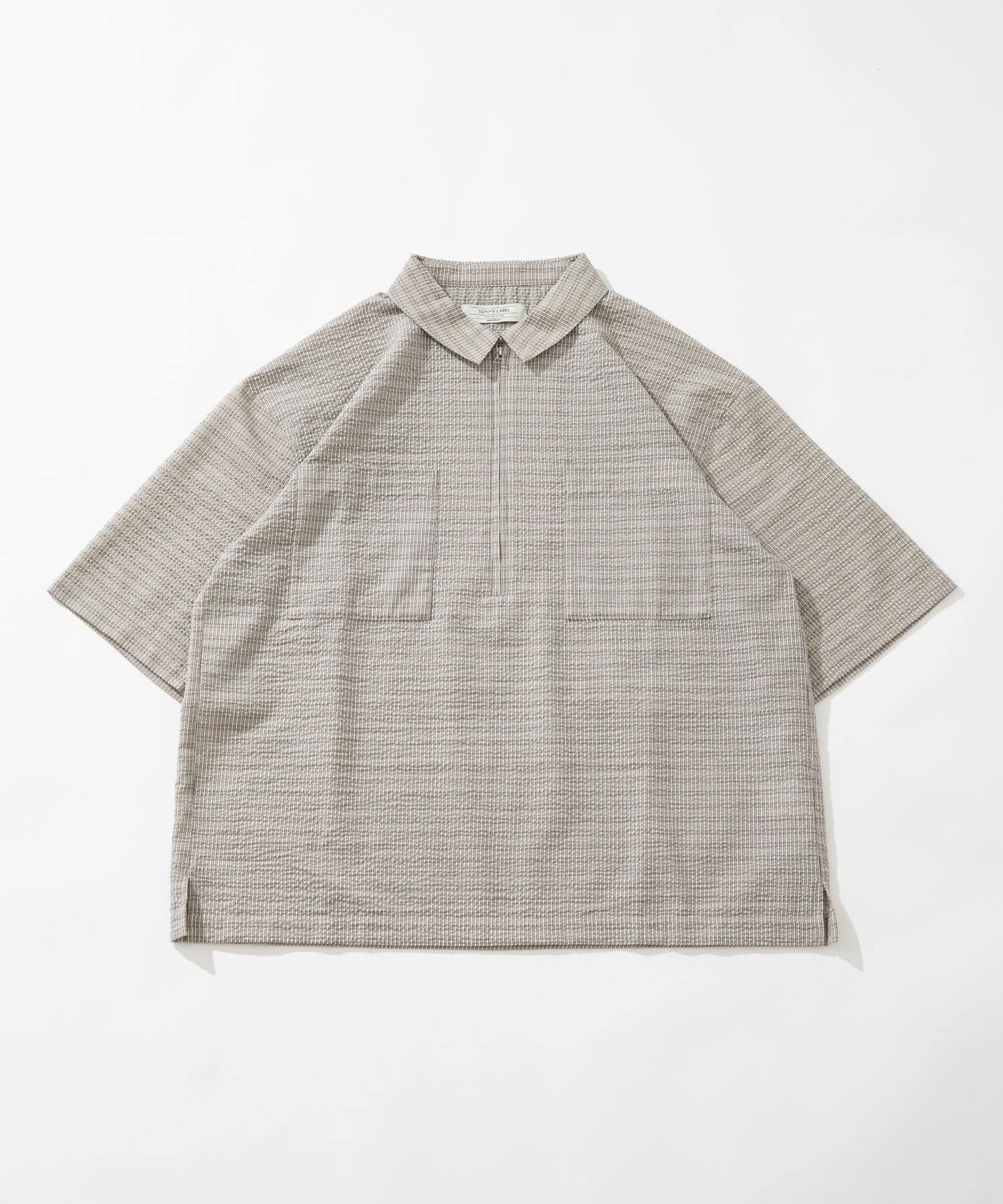 Sonny Label 「シアサッカーハーフジッププルオーバー」|シャツ・ブラウス|ベージュ