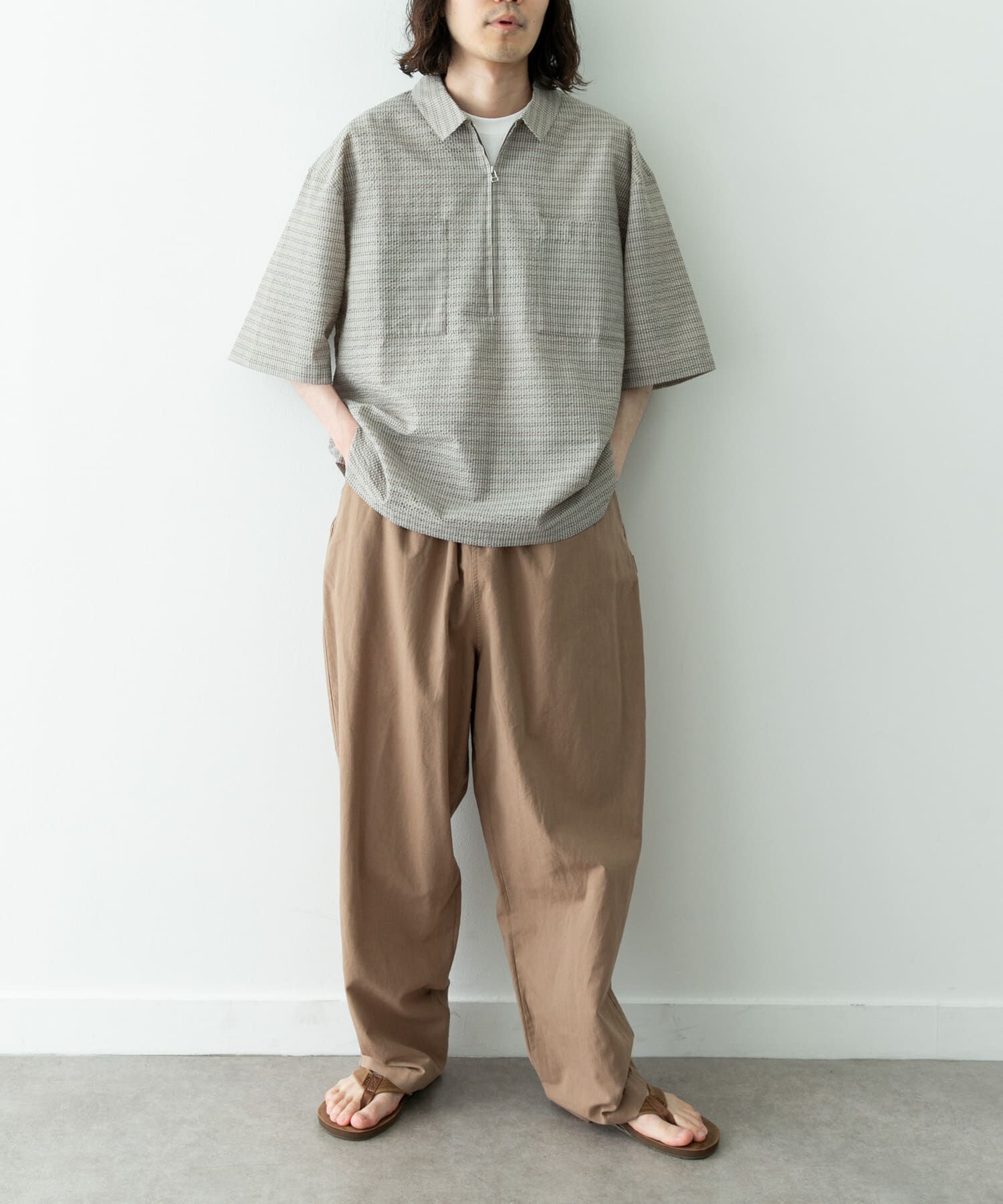 Sonny Label 「シアサッカーハーフジッププルオーバー」|シャツ・ブラウス|