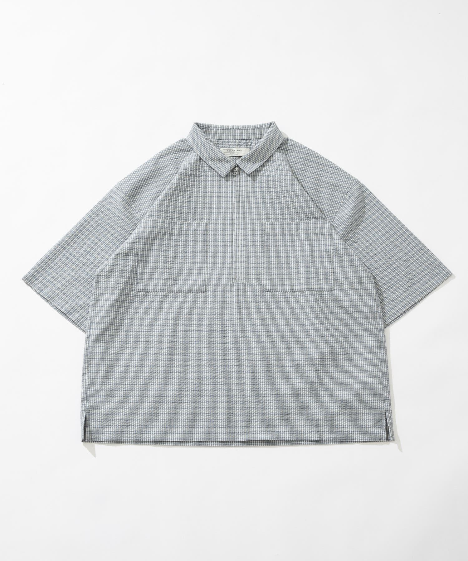 Sonny Label 「シアサッカーハーフジッププルオーバー」|シャツ・ブラウス|ブルー