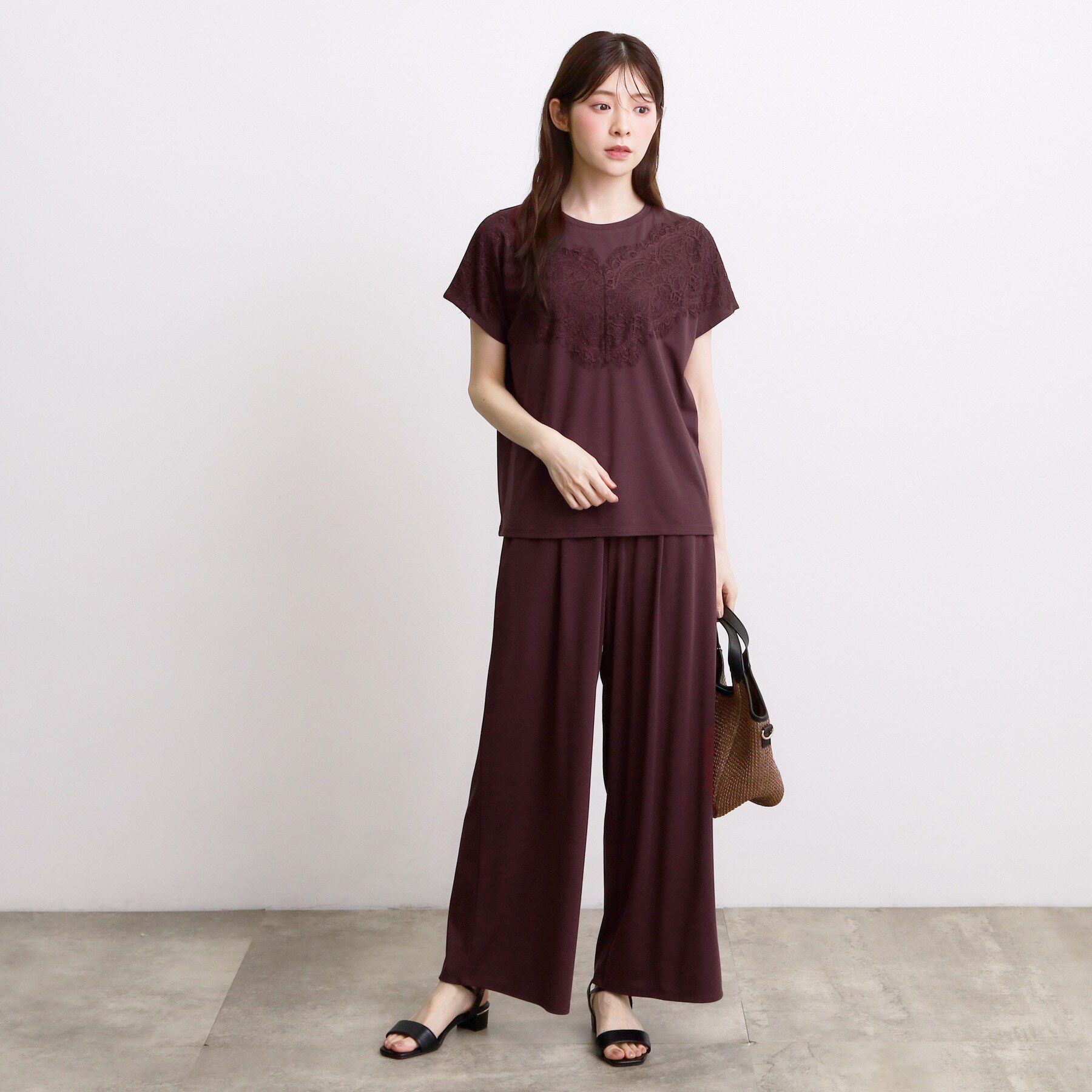 grove「【持続冷感】ひんやりポンチシリーズ／フロントレースドルマンカットソー」|Tシャツ・カットソー|