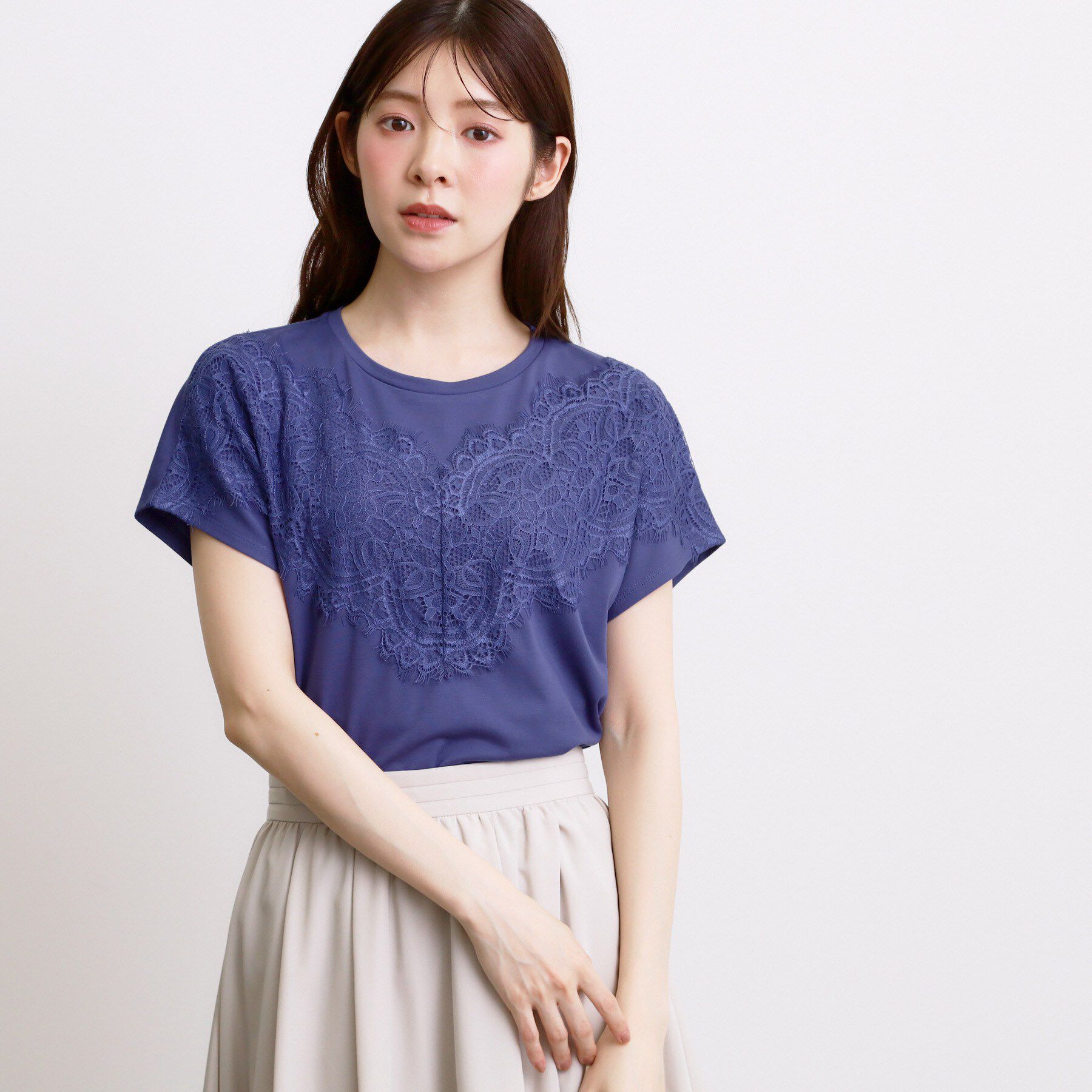 grove「【持続冷感】ひんやりポンチシリーズ／フロントレースドルマンカットソー」|Tシャツ・カットソー|