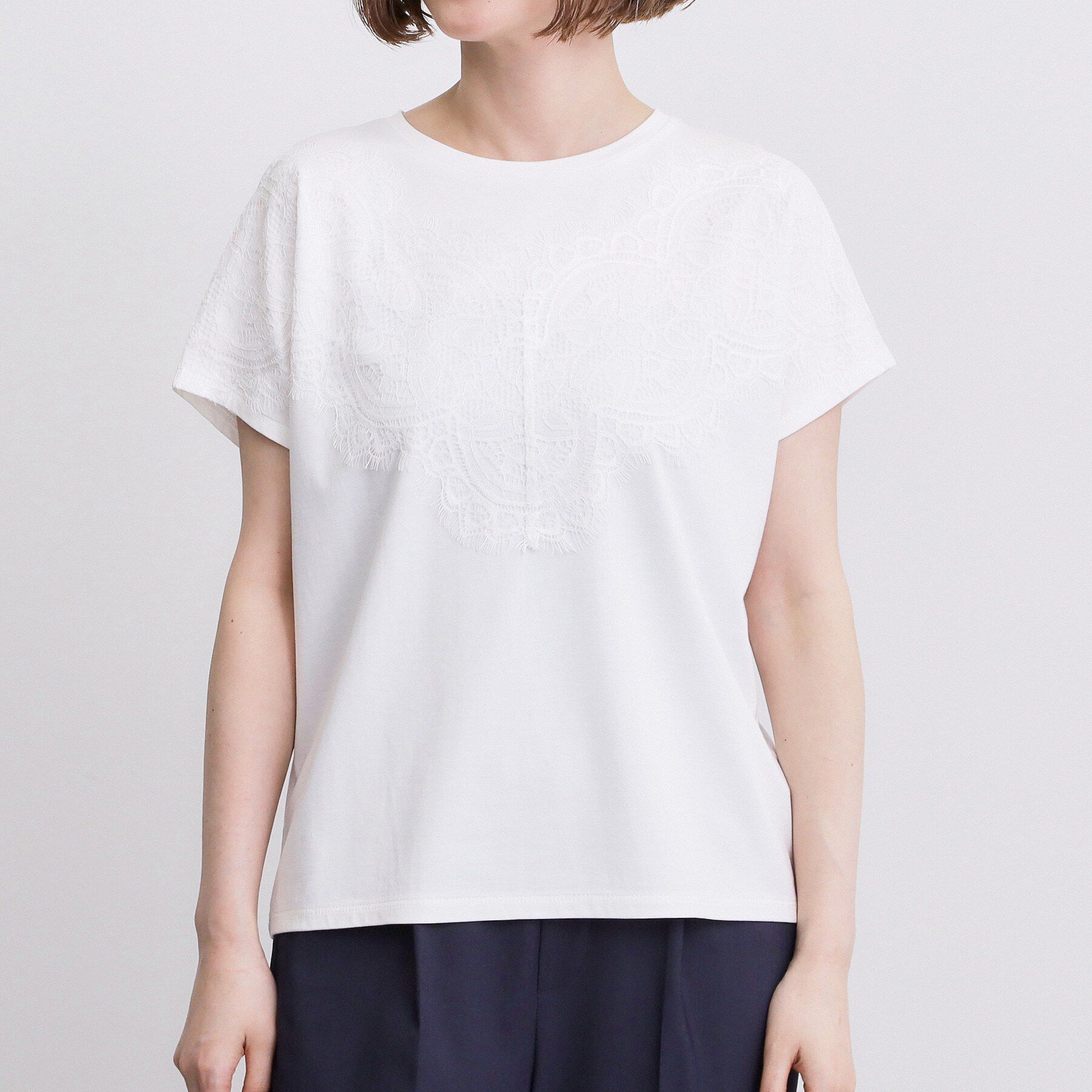 grove「【持続冷感】ひんやりポンチシリーズ／フロントレースドルマンカットソー」|Tシャツ・カットソー|