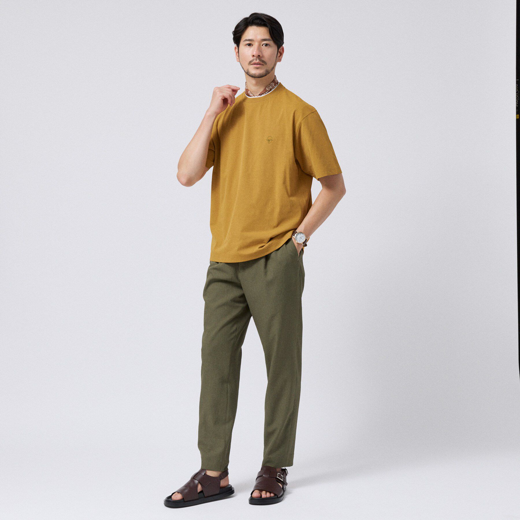 TAKEO KIKUCHI「【汗染み軽減】フェイクレイヤー ワンポイント プルオーバー」|Tシャツ・カットソー|